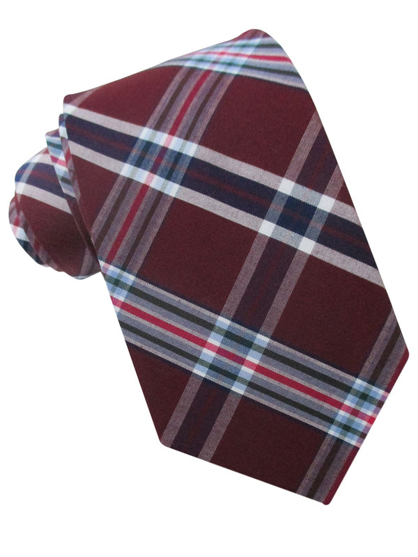 CORBATA ALGODON ESTAMPADO TARTAN GRANATE