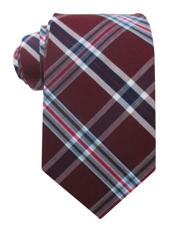 CORBATA ALGODON ESTAMPADO TARTAN GRANATE