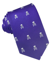 CORBATA SEDA AZUL AÑIL CALAVERAS BLANCAS