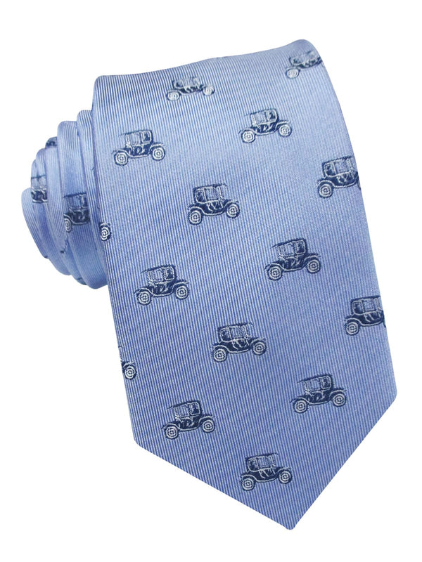 corbata seda azul celeste coches antiguos