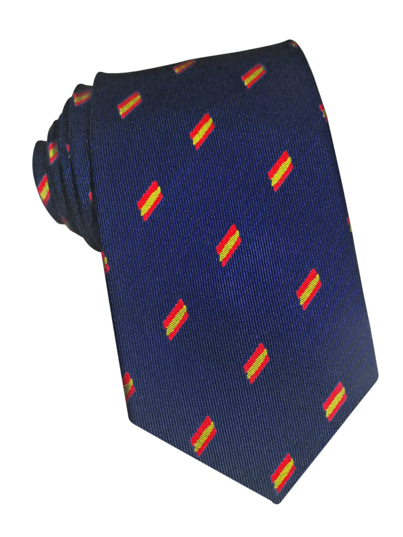 corbata seda azul marino banderitas españa