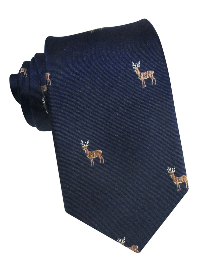 corbata seda azul marino ciervos
