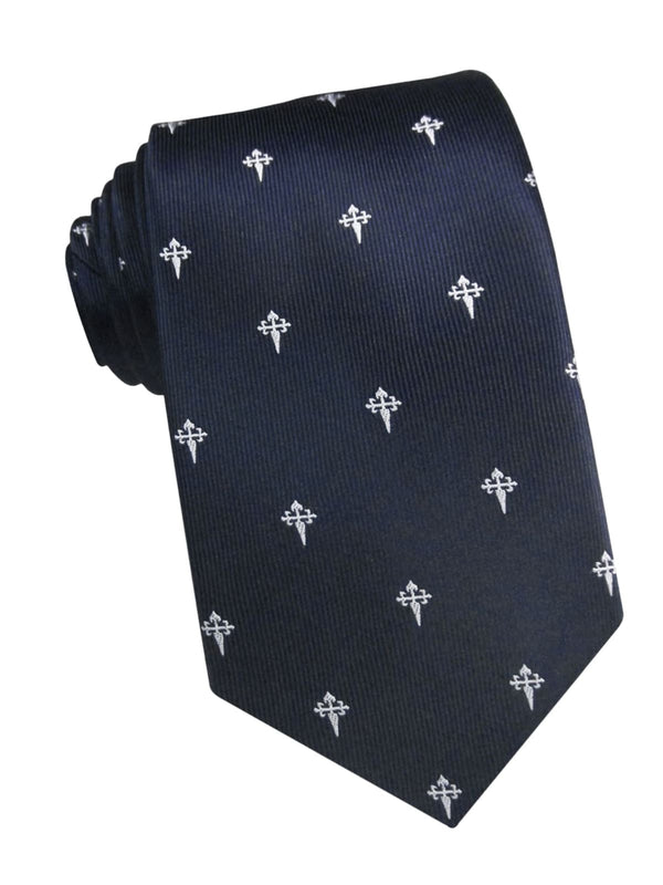 corbata seda azul marino cruz santiago blanca