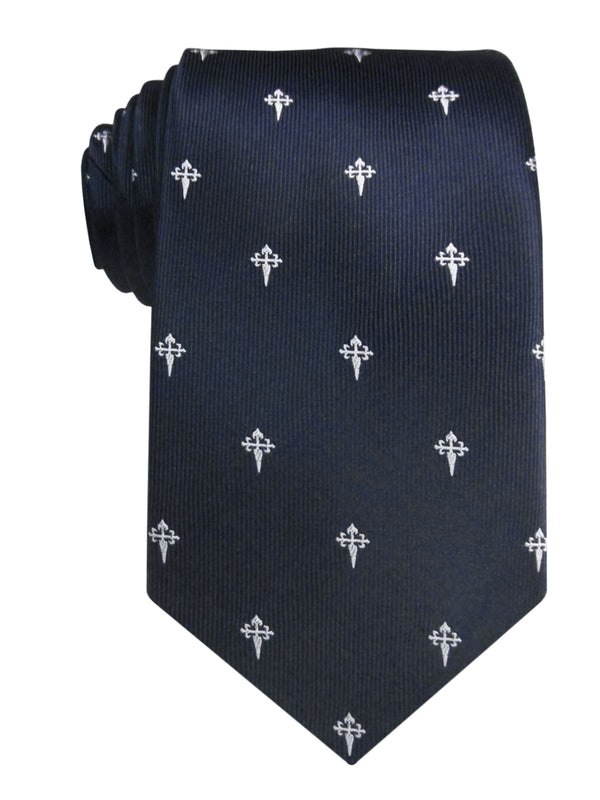 corbata seda azul marino cruz santiago blanca