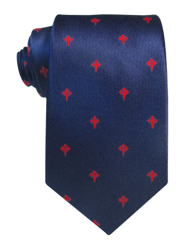 corbata seda azul marino cruz santiago roja