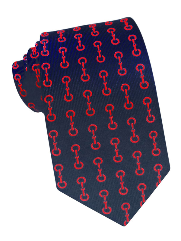 corbata seda azul marino estribos rojos