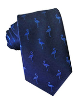 corbata seda azul marino flamencos