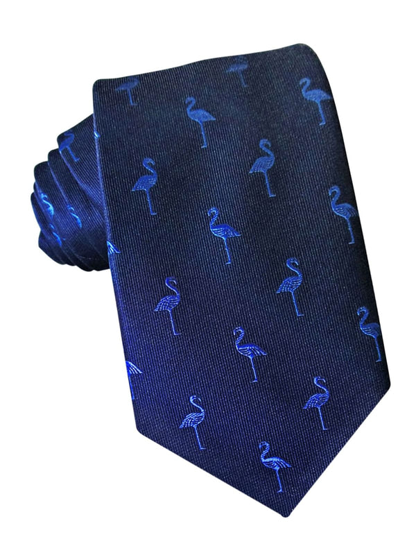 corbata seda azul marino flamencos