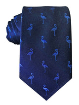 corbata seda azul marino flamencos