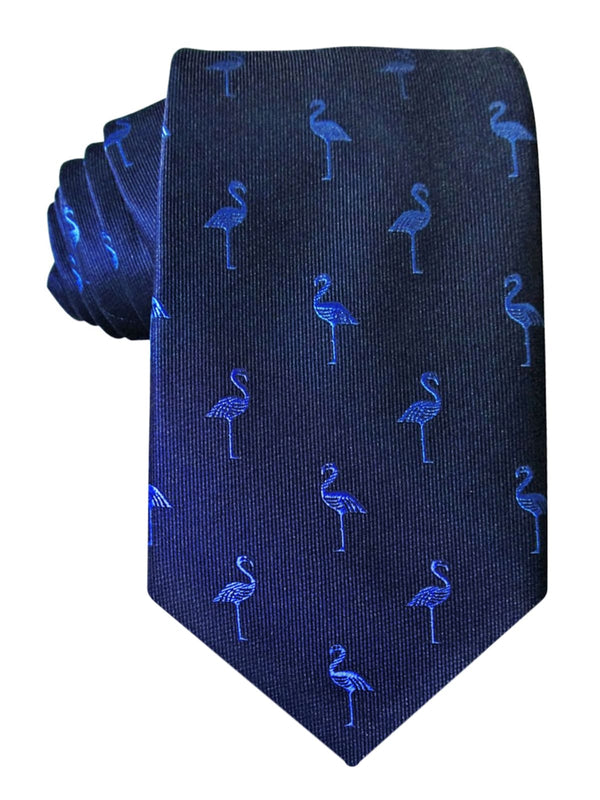 corbata seda azul marino flamencos