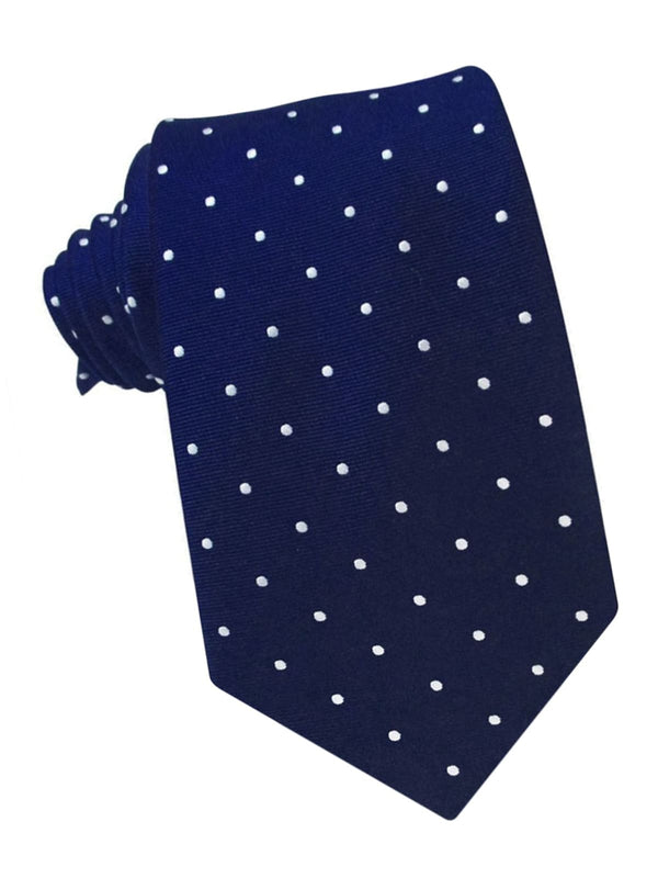 corbata seda azul marino topos blancos