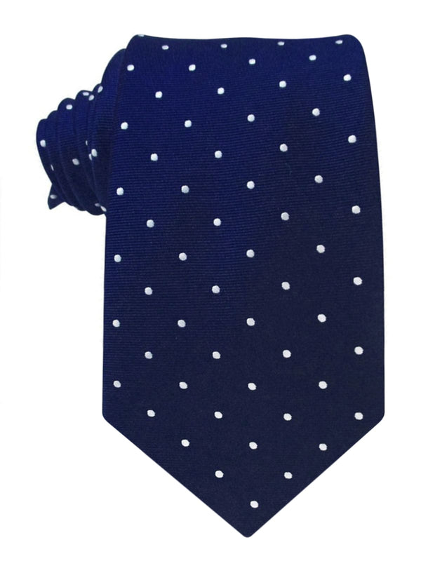 corbata seda azul marino topitos blancos