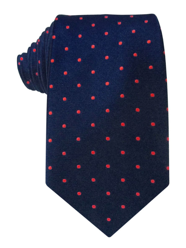 corbata seda azul marino topitos rojos