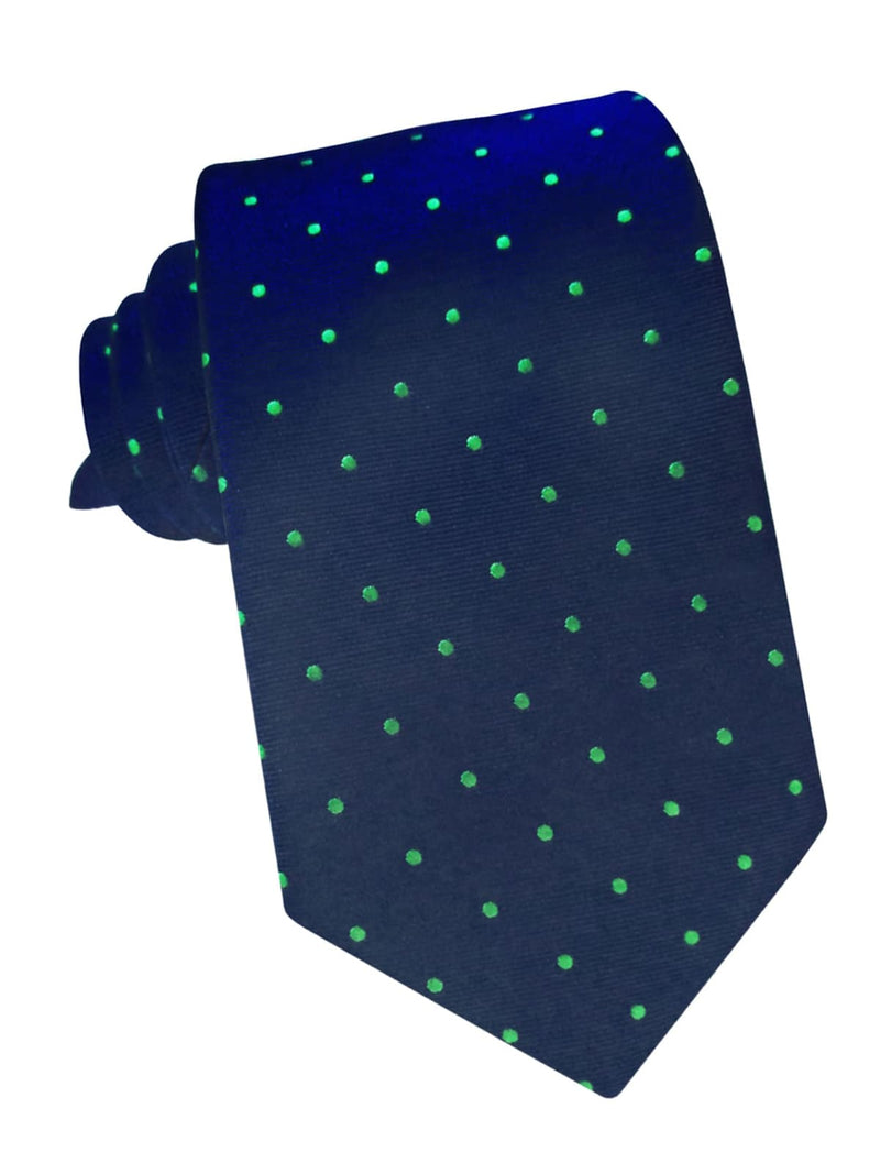 corbata seda azul marino topos verdes