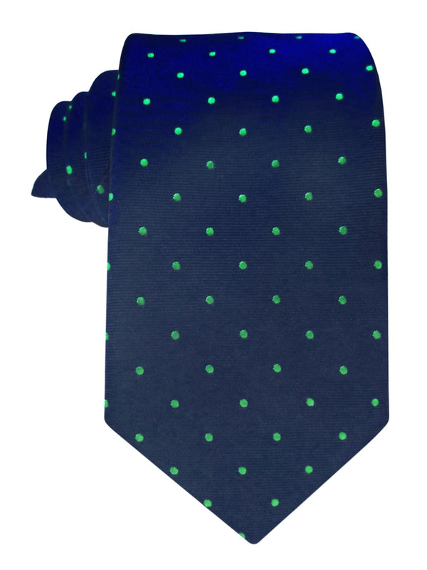 corbata seda azul marino topos verdes