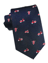 corbata azul marino vespas rojas