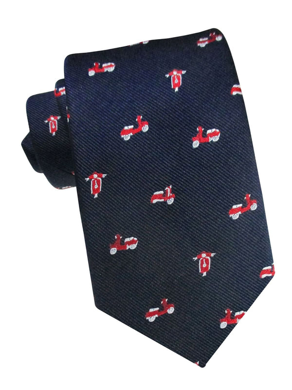corbata azul marino vespas rojas