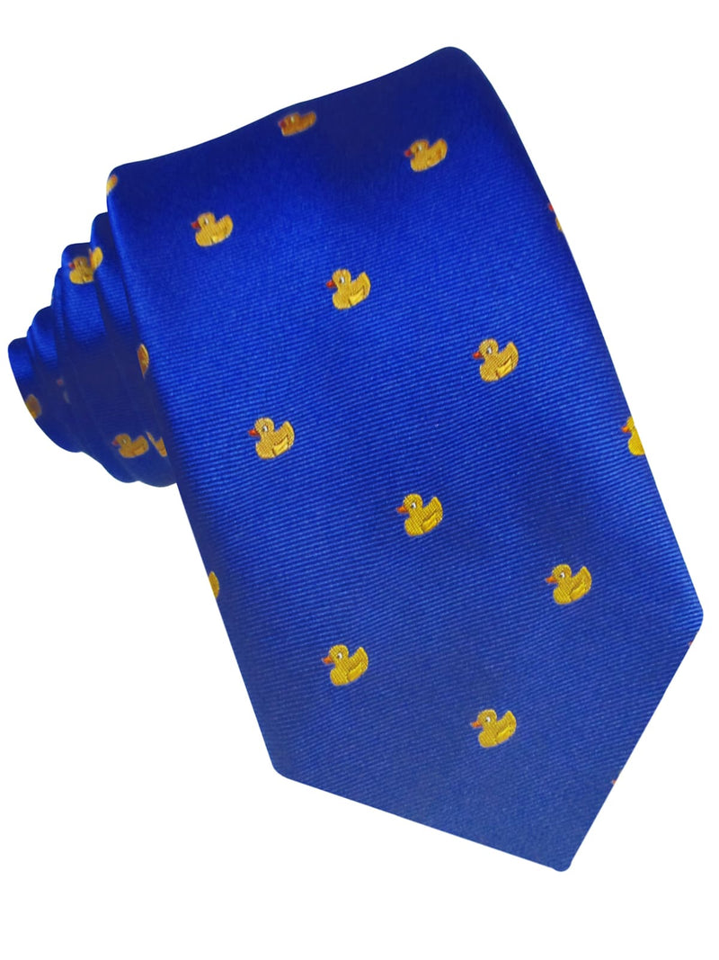 CORBATA SEDA AZUL PATITOS AMARILLOS