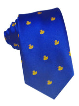 corbata seda azul patitos goma amarillos