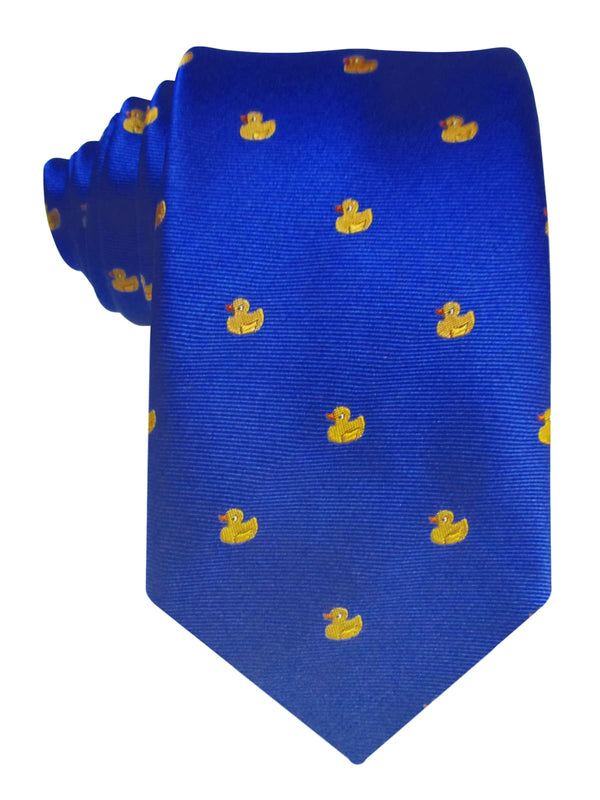 corbata seda azul patitos goma amarillos