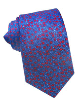 corbata seda azul flores rojas