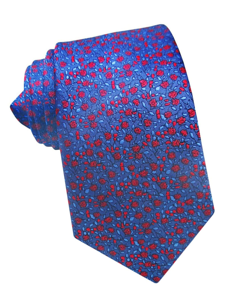 corbata seda azul flores rojas