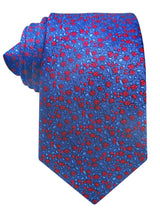 corbata seda azul flores rojas