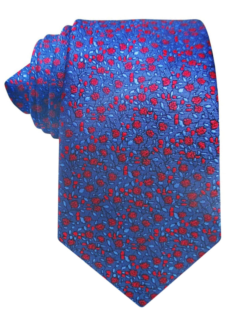 corbata seda azul flores rojas