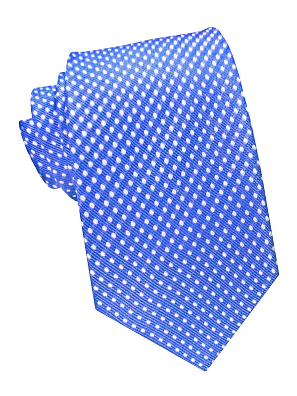 corbata seda azul puntitos blancos