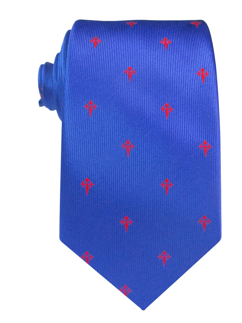 corbata seda azul royal cruz santiago roja