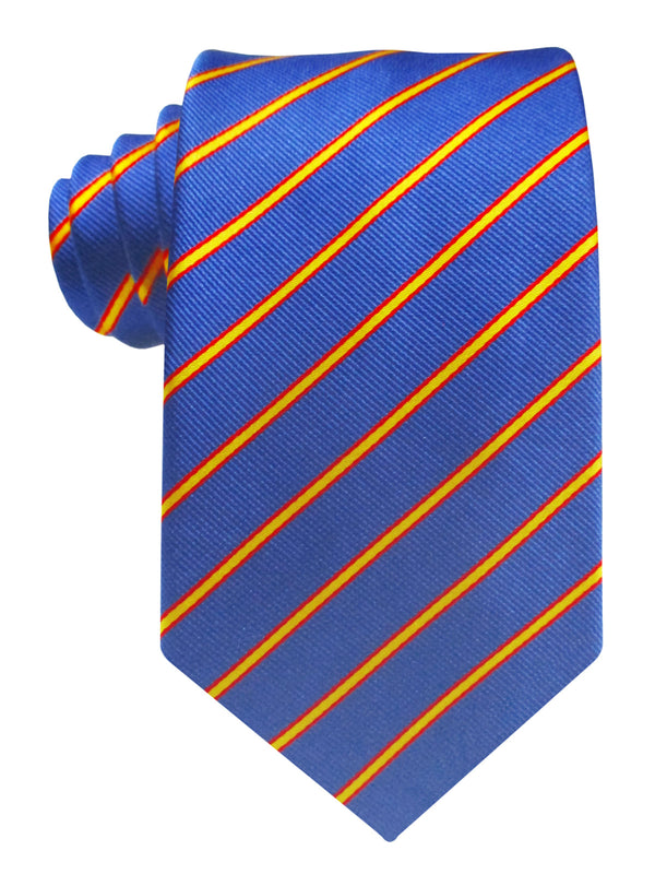 CORBATA SEDA AZUL ROYAL FRANJAS BANDERA DE ESPAÑA