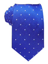 corbata seda azul royal topos blancos