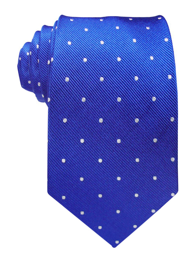 corbata seda azul royal topos blancos