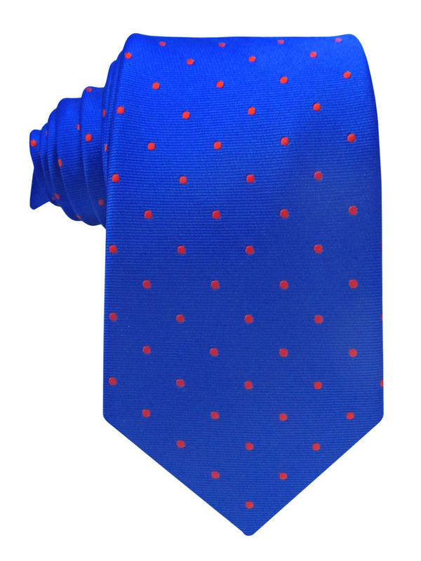 corbata seda azul royal topos rojos