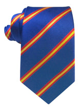 CORBATA SEDA AZUL ROYAL FRANJAS BANDERA DE ESPAÑA