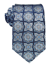 CORBATA SEDA AZULES PATRON GEOMETRICO