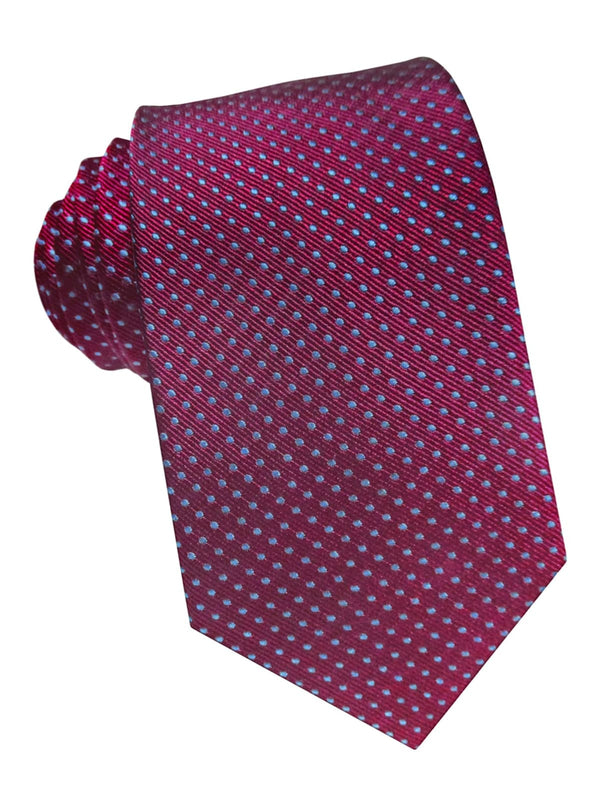 corbata seda burdeos puntitos azules