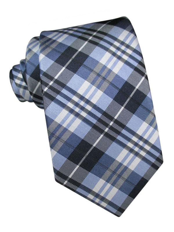 corbata seda cuadros escoceses azules