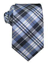 corbata seda cuadros escoceses azules