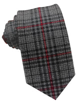 corbata estrecha lana rayas gris y roja