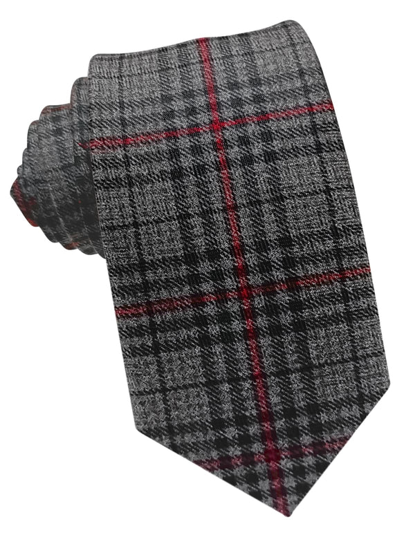 corbata estrecha lana rayas gris y roja