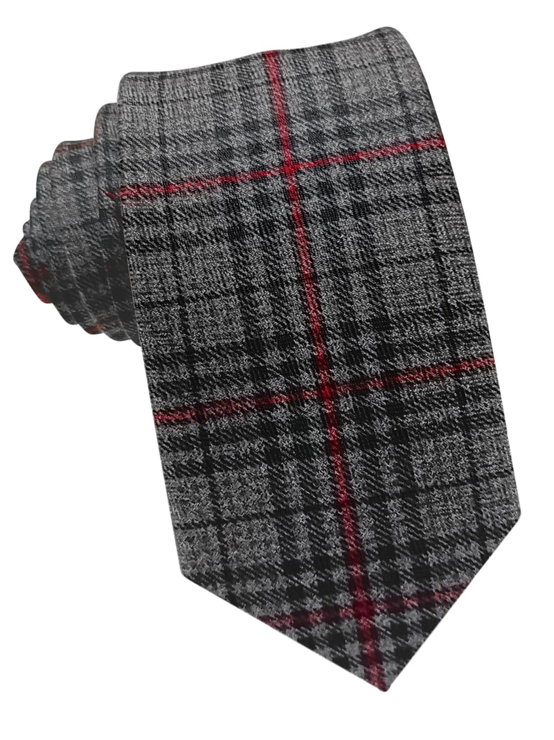 corbata estrecha lana rayas gris y roja