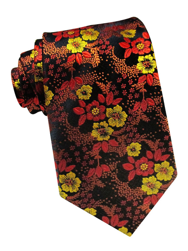 corbata seda flores tonos cobre