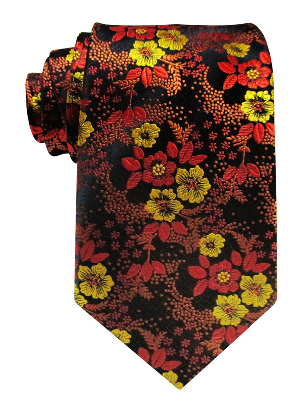 corbata seda flores tonos marrones 