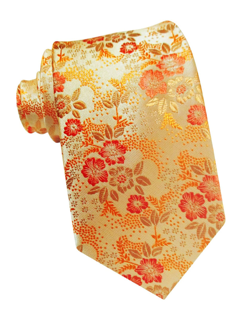 corbata seda naranja flores