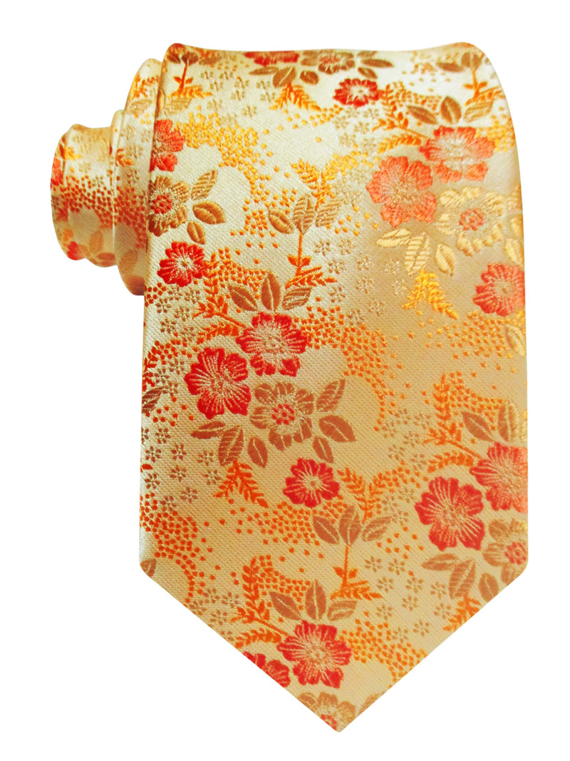 corbata seda flores naranja