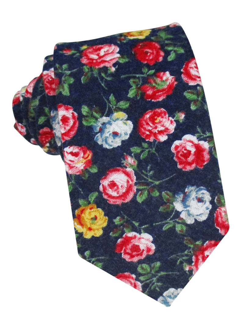 corbata franela azul marino flores