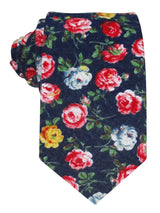 corbata franela azul marino flores
