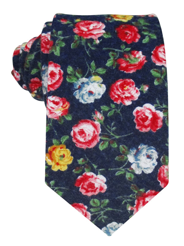 corbata franela azul marino flores