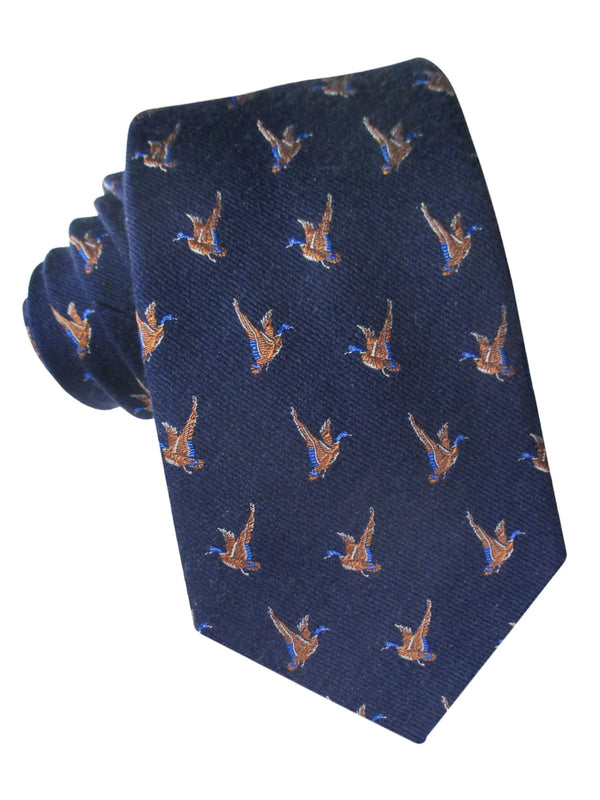 corbata lana azul marino patos